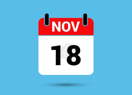 Photo for November 18 Calendar Date Flat Icon Day 18 Vector Illustration - Royalty Free Image