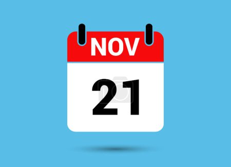 Photo for November 21 Calendar Date Flat Icon Day 21 Vector Illustration - Royalty Free Image