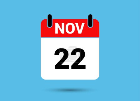 Photo for November 22 Calendar Date Flat Icon Day 22 Vector Illustration - Royalty Free Image