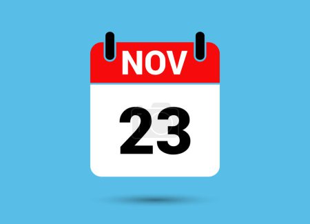 Photo for November 23 Calendar Date Flat Icon Day 23 Vector Illustration - Royalty Free Image