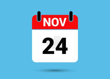 Photo for November 24 Calendar Date Flat Icon Day 24 Vector Illustration - Royalty Free Image