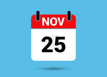 Photo for November 25 Calendar Date Flat Icon Day 25 Vector Illustration - Royalty Free Image