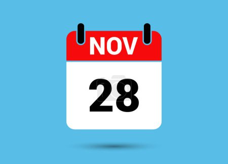 Photo for November 28 Calendar Date Flat Icon Day 28 Vector Illustration - Royalty Free Image