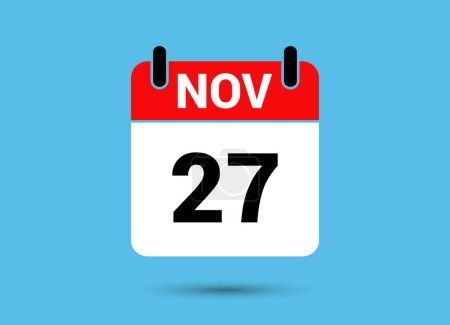 Photo for November 27 Calendar Date Flat Icon Day 27 Vector Illustration - Royalty Free Image