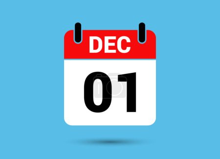 Photo for December 1 Calendar Date Flat Icon Day 1 Vector Illustration - Royalty Free Image