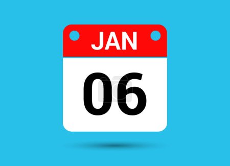 Photo for January 6 Calendar Date Flat Icon Day 6 Vector Illustration - Royalty Free Image