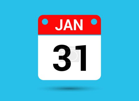 January 31 Calendar Date Flat Icon Day 31 Vector Illustration