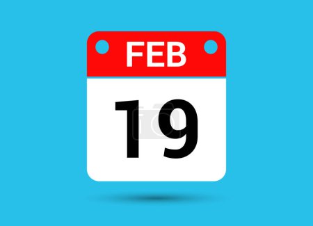 Photo for February 19 Calendar Date Flat Icon Day 19 Vector Illustration - Royalty Free Image