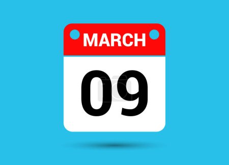 Photo for March 9 Calendar Date Flat Icon Day 9 Vector Illustration - Royalty Free Image