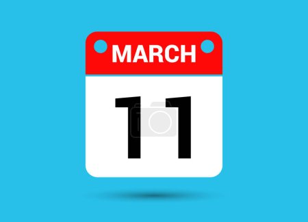 Photo for March 11 Calendar Date Flat Icon Day 11 Vector Illustration - Royalty Free Image