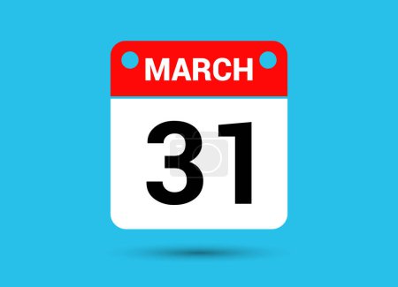 Photo for March 31 Calendar Date Flat Icon Day 31 Vector Illustration - Royalty Free Image