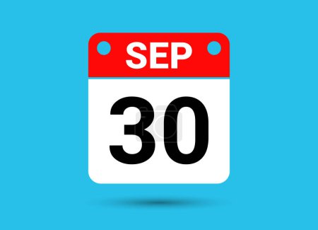 Ilustración de Septiembre 30 Calendario Fecha Icono plano Día 30 Vector Ilustración - Imagen libre de derechos