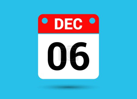 Photo for December 6 Calendar Date Flat Icon Day 6 Vector Illustration - Royalty Free Image