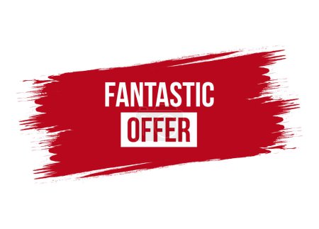 Photo for Brush style fantastic offer red vector banner illustration isolated on white background - Royalty Free Image