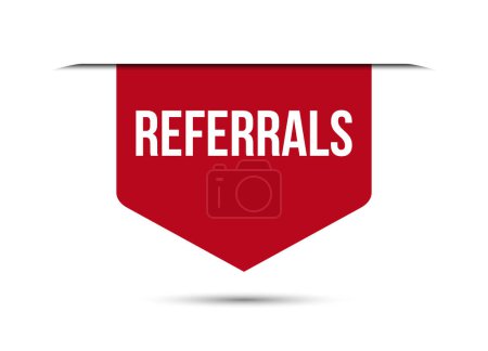 Illustration for Referrals red vector banner illustration isolated on white background - Royalty Free Image