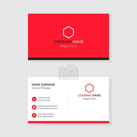 Photo for Business card design template. Red and White color creative and clean business card concept design - Royalty Free Image