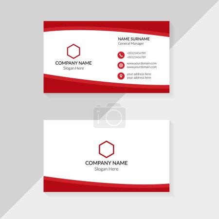 Photo for Business card design template. Red color creative and clean business card concept design - Royalty Free Image