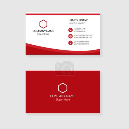 Photo for Business card design template. Red color creative and clean business card concept design - Royalty Free Image