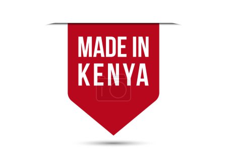 Hecho en Kenia ilustración de banner de vector rojo aislado sobre fondo blanco