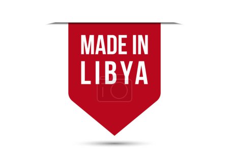 Made in Libya red vector banner illustration isolated on white background