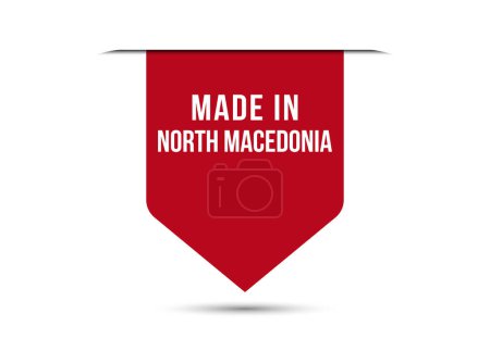 Hecho en Macedonia del Norte ilustración de banner de vector rojo aislado sobre fondo blanco