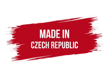 Style brosse fabriqué en République tchèque illustration de bannière vectorielle rouge isolé sur fond blanc