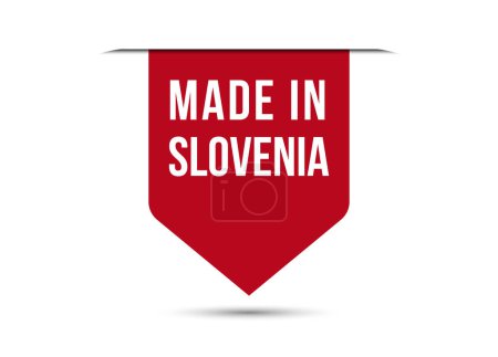Téléchargez les illustrations : Fabriqué en Slovénie illustration vectorielle de conception de bannière rouge - en licence libre de droit