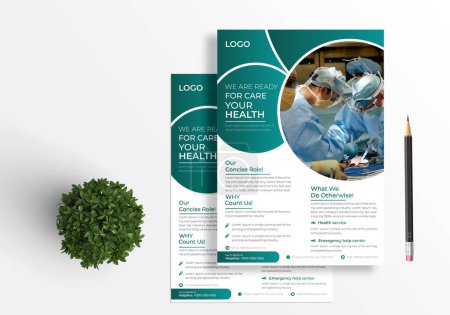 Téléchargez les photos : Conception de flyer de soins de santé et conception de modèle de page couverture de brochure - en image libre de droit