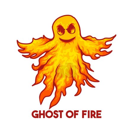 Ilustración de Ilustración vectorial de un fantasma ardiente flotando y diciendo boo - Imagen libre de derechos
