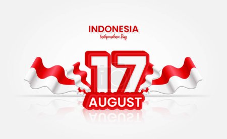 Téléchargez les illustrations : 17 août Jour de l'indépendance indonésienne. Fond avec drapeau indonésien. Illustration vectorielle - en licence libre de droit