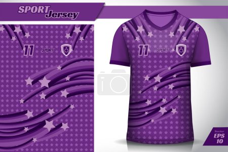Illustration for Badminton jersey, Sports jersey, Volleyball jersey, Soccer jersey, with star pattern front - Royalty Free Image