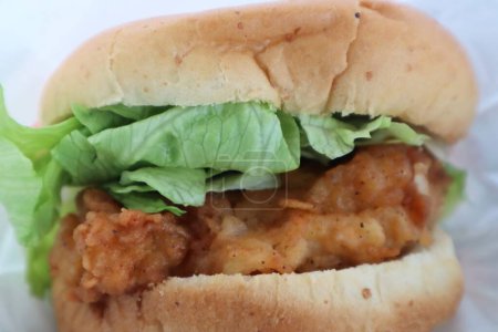 Téléchargez les photos : Gros plan du burger au filet de poulet - en image libre de droit