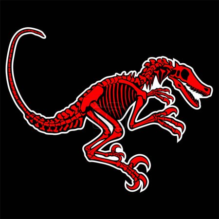 Vecteur complet des os de dinosaures isolés sur fond noir
