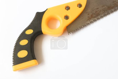 Hand saw with yellow plastic handle