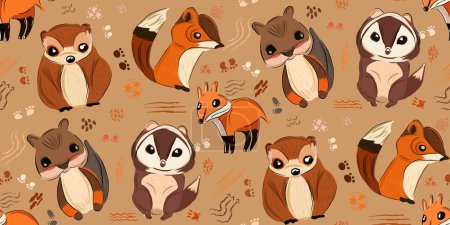 Illustration for Cute childish pattern with cartoon animals - Royalty Free Image