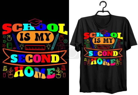 Illustration for Back To School T-shirt Design. Funny Gift Back To School T-shirt Design For School Lovers. Typography, Custom, Vector t-shirt design. World All Students T-shirt Design For Back To School - Royalty Free Image