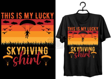 Illustration for Sky Diving Svg T-shirt Design. Funny Gift Sky Diving T-shirt Design For Diving Lovers. Typography, Custom, Vector, And Vintage T-shirt design. - Royalty Free Image