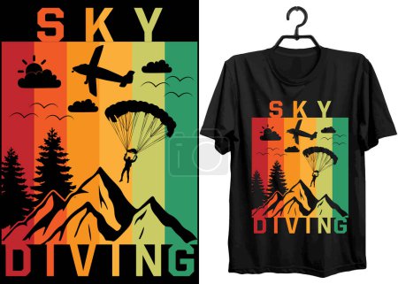 Ilustración de Sky Diving Svg Diseño de Camisetas. Diseño divertido de la camiseta de buceo del cielo del regalo para los amantes del buceo. Tipografía, encargo, vector, y diseño vintage de la camiseta. - Imagen libre de derechos