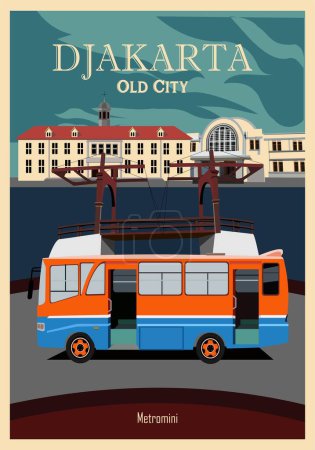 Téléchargez les illustrations : Transports publics qui ont existé à Jakarta, Indonésie. - en licence libre de droit
