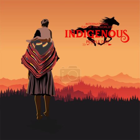 Illustration for International Day of the World's Indigenous Peoples. Indigenous peoples of the Indonesian archipelago - Royalty Free Image