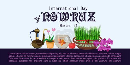 Téléchargez les illustrations : Journée internationale de l'arrière-plan Nowruz. Illustration vectorielle arrière plan. - en licence libre de droit