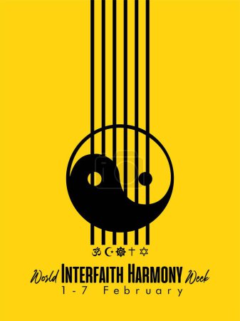 Illustration for World Interfaith Harmony Week, 1-7 February. - Royalty Free Image