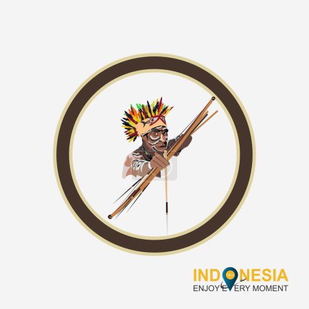 Téléchargez les illustrations : Illustration vectorielle de l'insigne de la tribu Asmat en Papouasie. - en licence libre de droit
