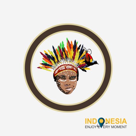 Téléchargez les illustrations : Illustration vectorielle de l'insigne de la tribu Asmat en Papouasie. - en licence libre de droit