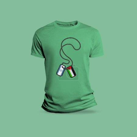 Téléchargez les illustrations : T-shirt mannequin avec Israël vs Hamas design de guerre. Conflit entre Israël et la Palestine, - en licence libre de droit
