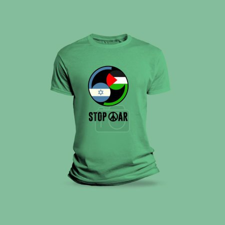 Téléchargez les illustrations : T-shirt mannequin avec Israël vs Hamas design de guerre. Conflit entre Israël et la Palestine, - en licence libre de droit
