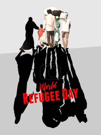 Illustration for Vector illustration of world refugee day, Palestinian refugees, international migrant day. - Royalty Free Image