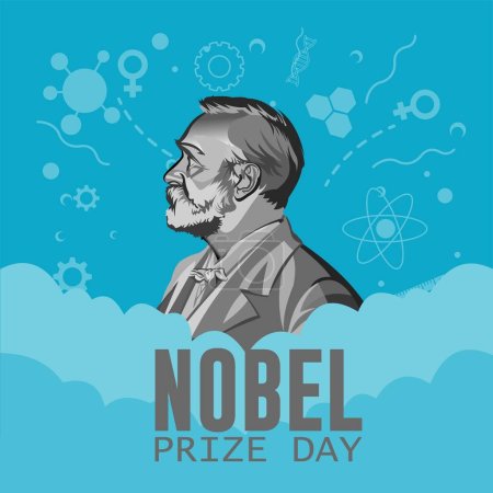 Illustration for Vector illustration of scientist Alfred Bernhard Nobel. - Royalty Free Image