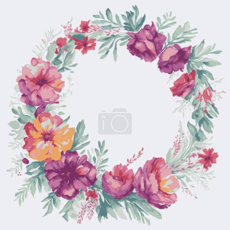 Illustration for Elegant floral wreath icon , vector, clean line, white background - Royalty Free Image