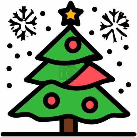 Téléchargez les illustrations : L'icône du sapin de Noël couvert de neige - en licence libre de droit